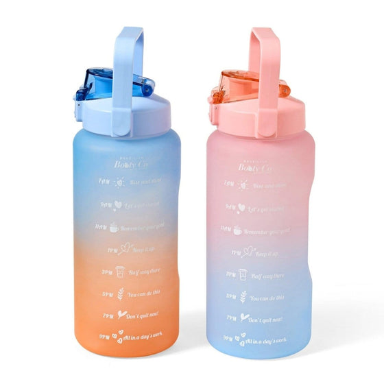 2L Drink Motivational Water Bottle with Time Marker & Straw - Brazilian Booty Co - Brazilian Booty Co